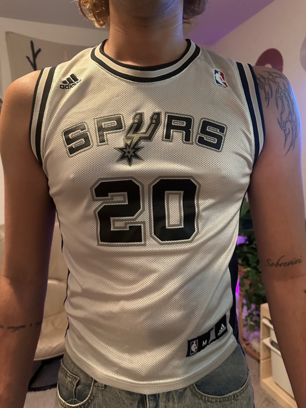 adidas White and Black San Antonio Spurs #20 Basketball Jersey